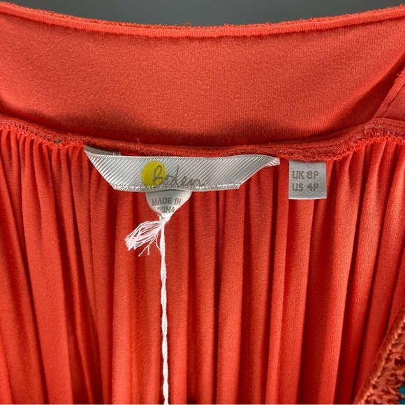 NWT BODEN Crochet Trim Jersey Maxi Dress Hot Coral 4 Petite - Picture 4 of 6